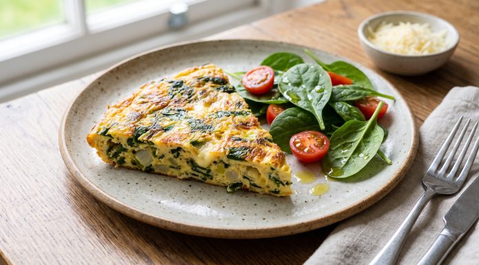 Tortilla de espinaca y acelga: rápida y nutritiva
