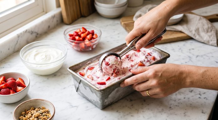 Helado de yogur griego con fresas: listo en 10 minutos